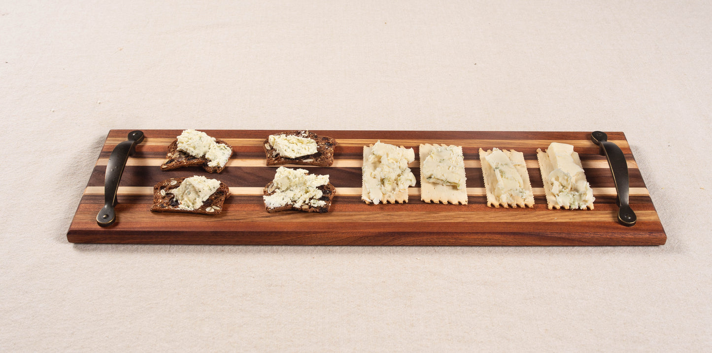 Medium Multi-wood Charcuterie Serving Board with Handles