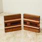 Handmade Pair of Wood Striped Coasters