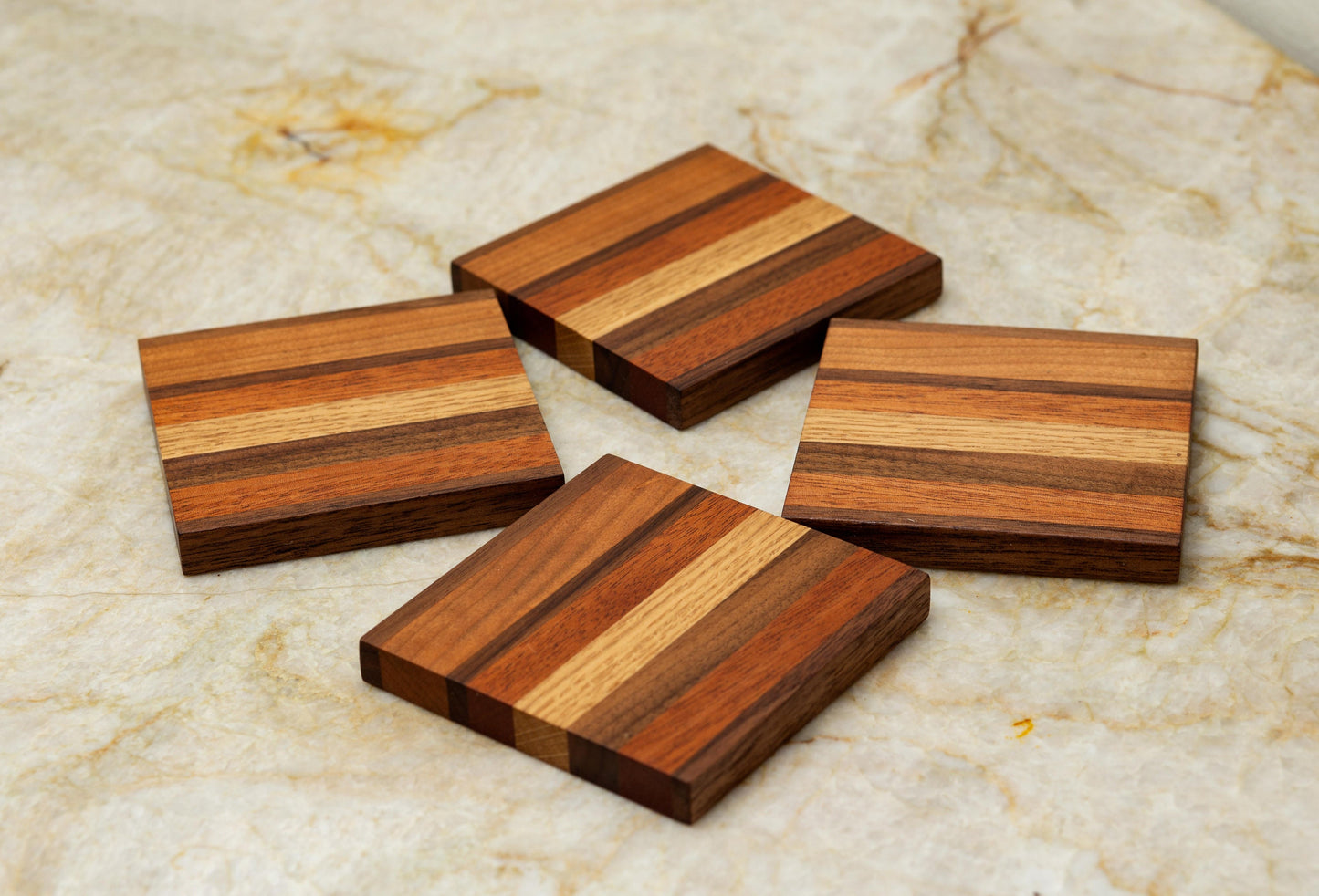 Handmade Wood Coasters Set of 4